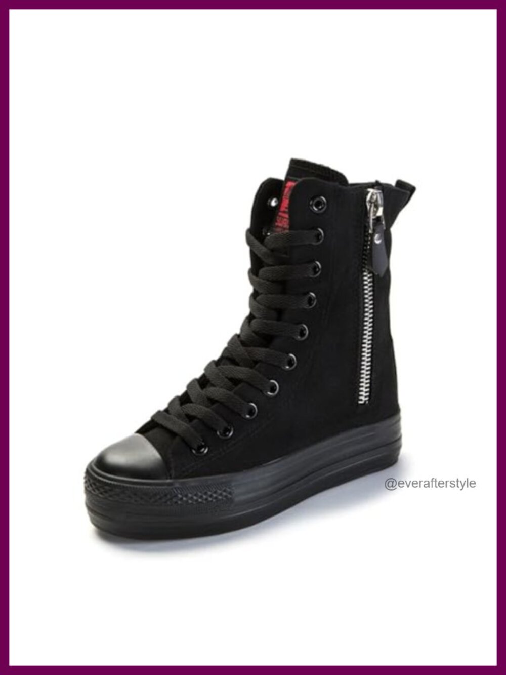 Canvas High Top Platform Sneakers with Side Zipper for Women